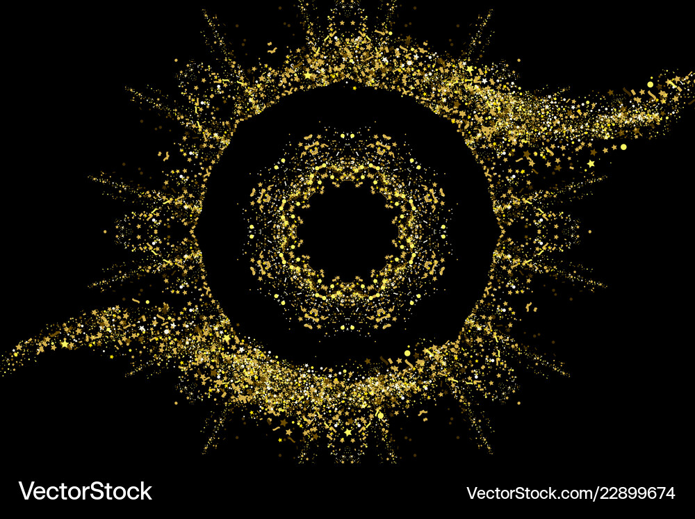 Gold Glitter Party Confetti Texture Round Banner Vector Image
