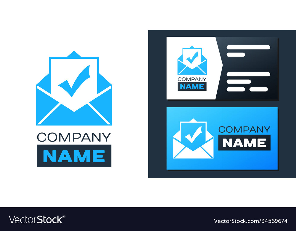 Logotype envelope with document and check mark vector image Logotype envelope with document and check mark