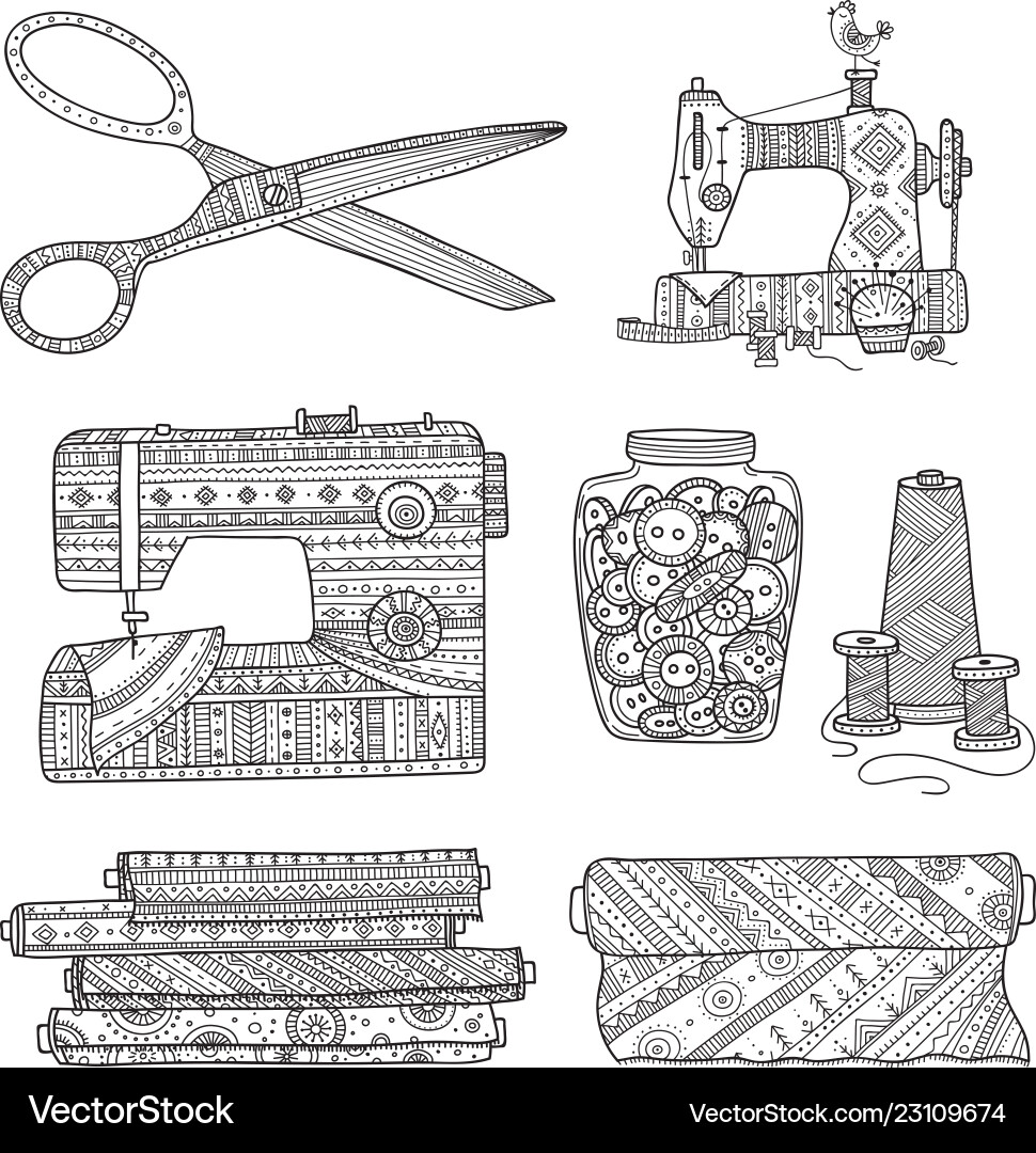 Needlework tools Royalty Free Vector Image - VectorStock