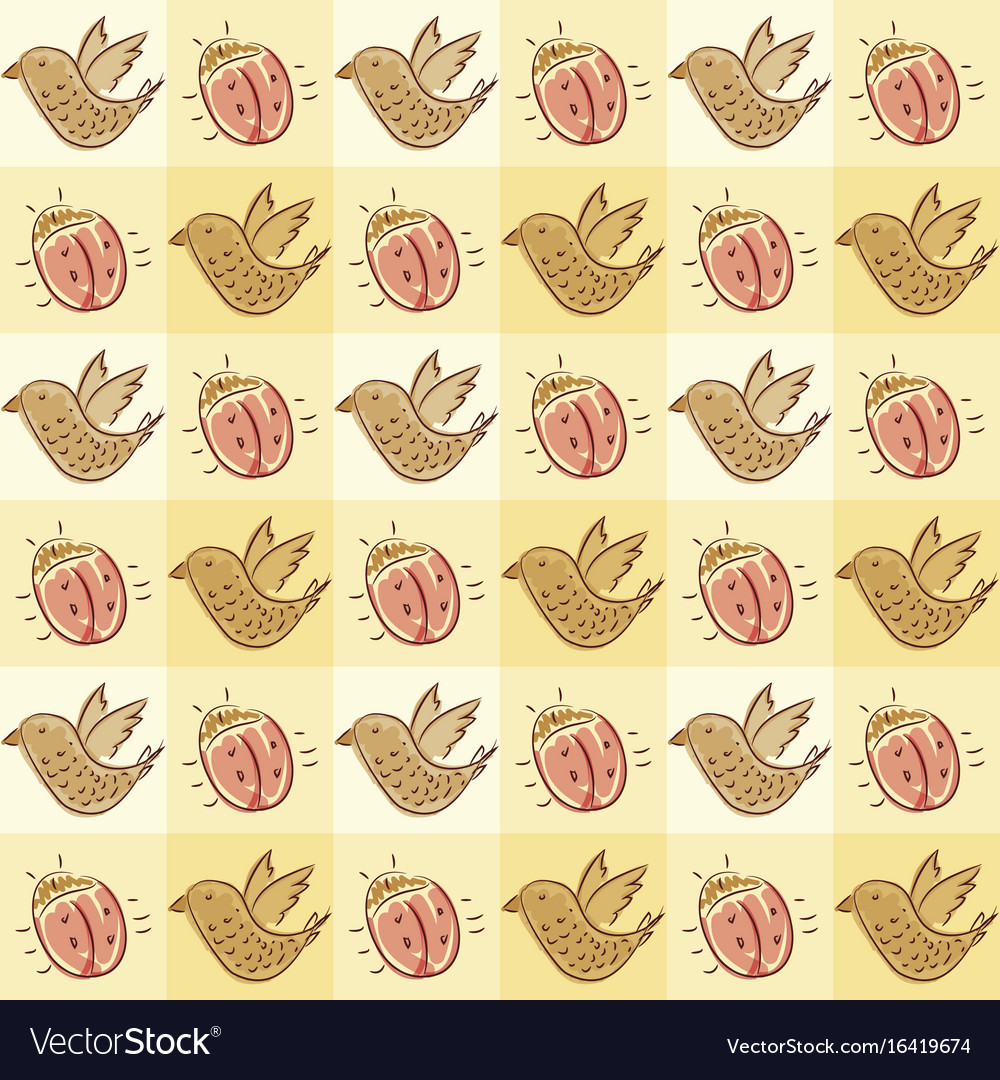 Pattern with beetle and bird
