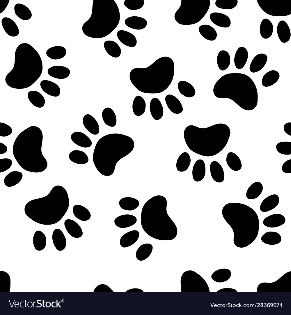 Paw print seamless cartoon pattern background
