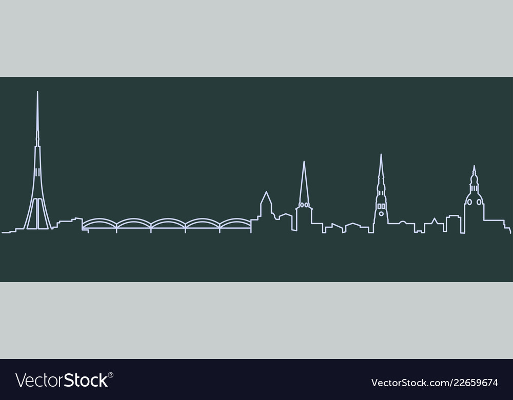 Riga single line skyline Royalty Free Vector Image