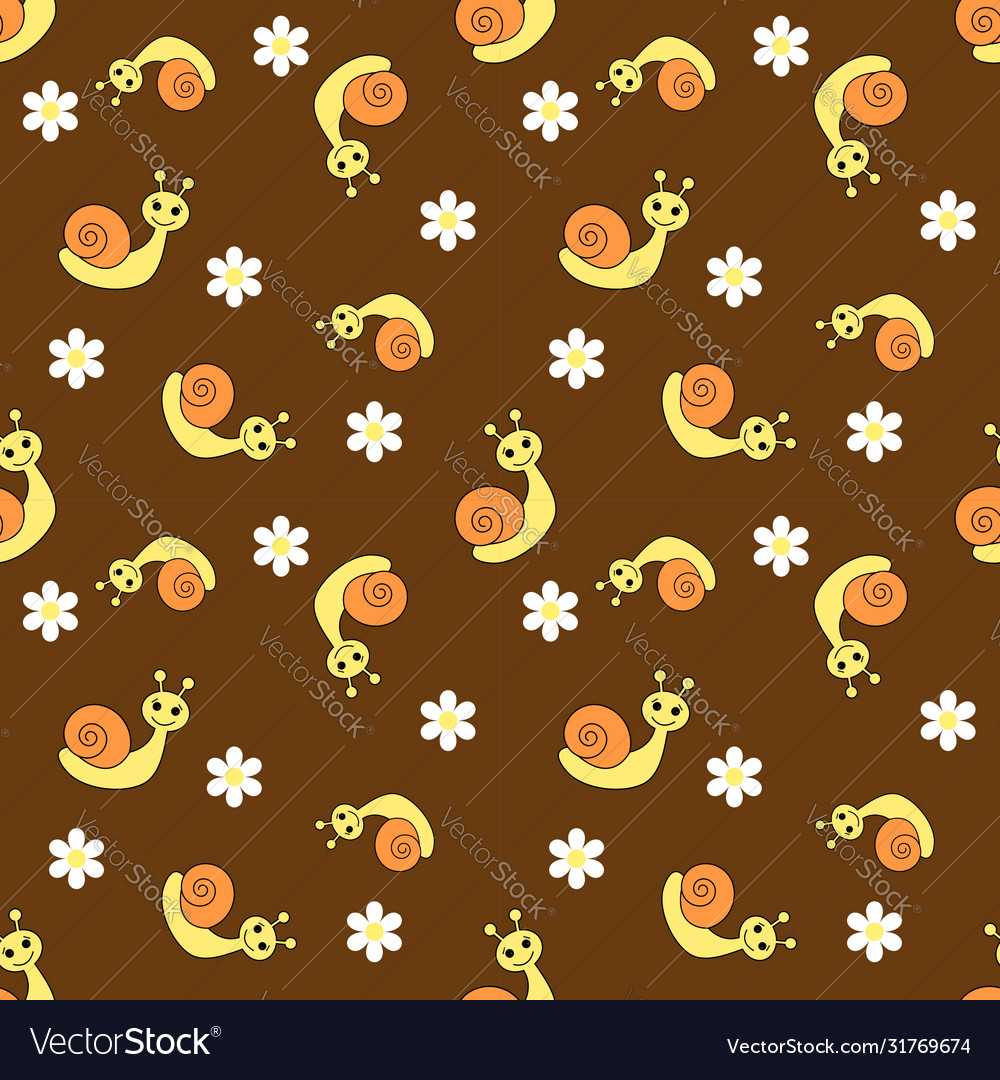 Seamless pattern with snail cartoon background