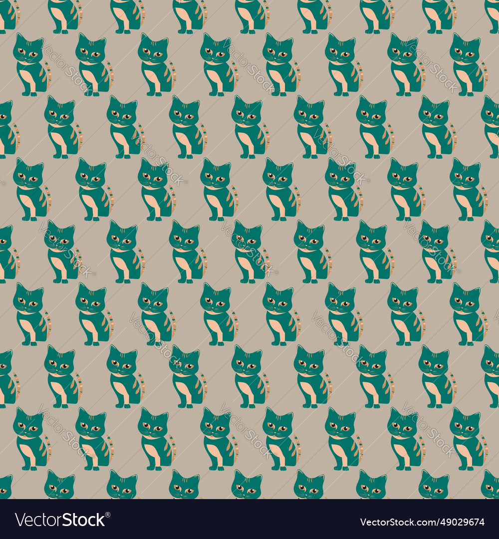 Seamless pattern with stylized three color cat Vector Image Seamless pattern with stylized three color cat