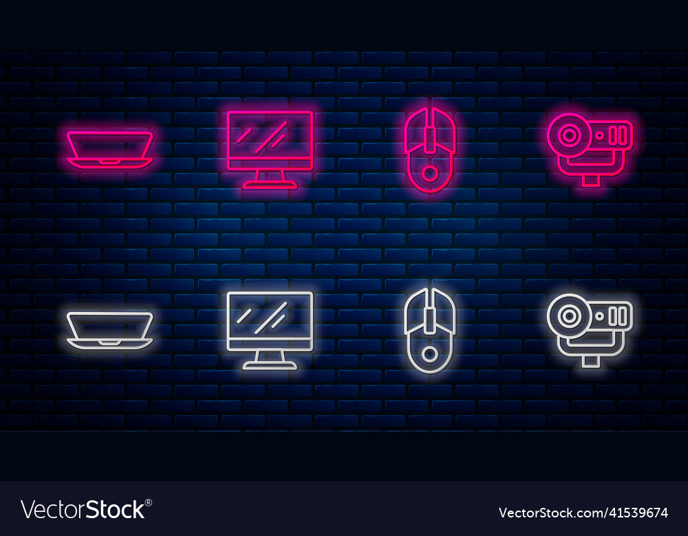Set line computer monitor screen mouse laptop vector image Set line computer monitor screen mouse laptop