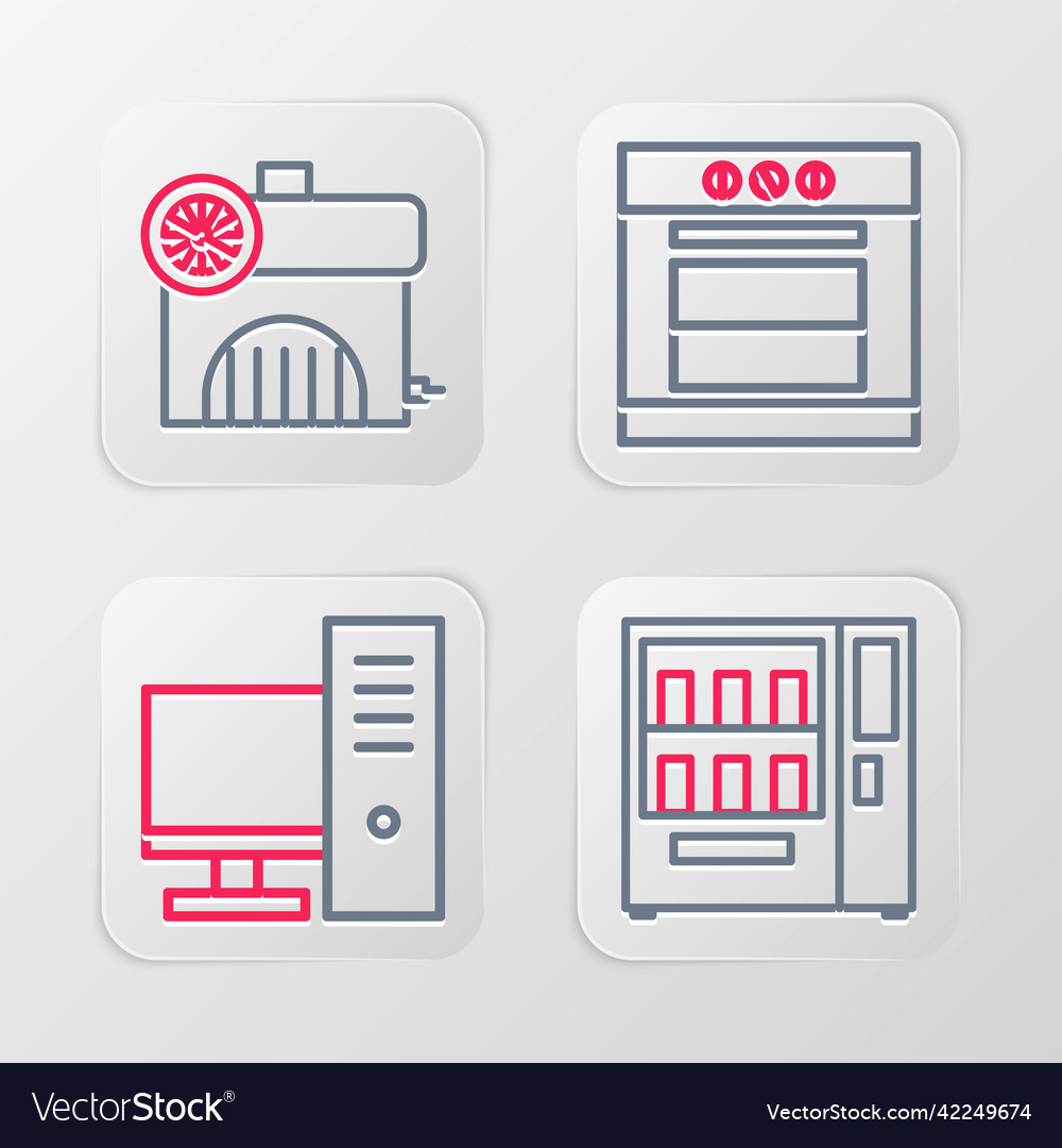 Set line vending machine computer monitor oven