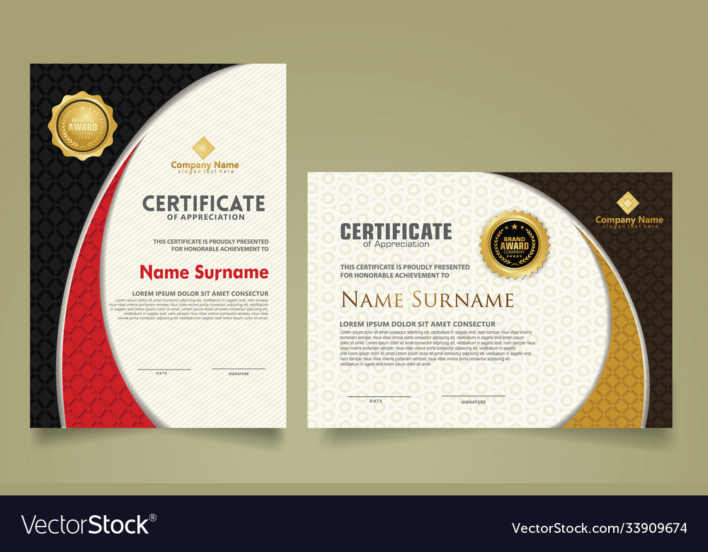 Set modern certificate template with realistic vector image Set modern certificate template with realistic