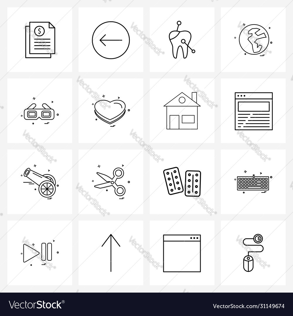 Simple set 16 line icons such as rabbit