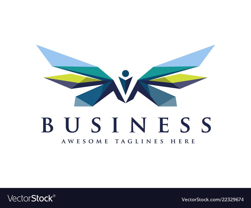 Strong wings abstract bold color logo