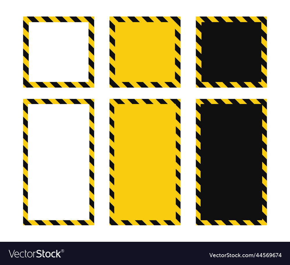 Warning square frame with yellow and black Vector Image