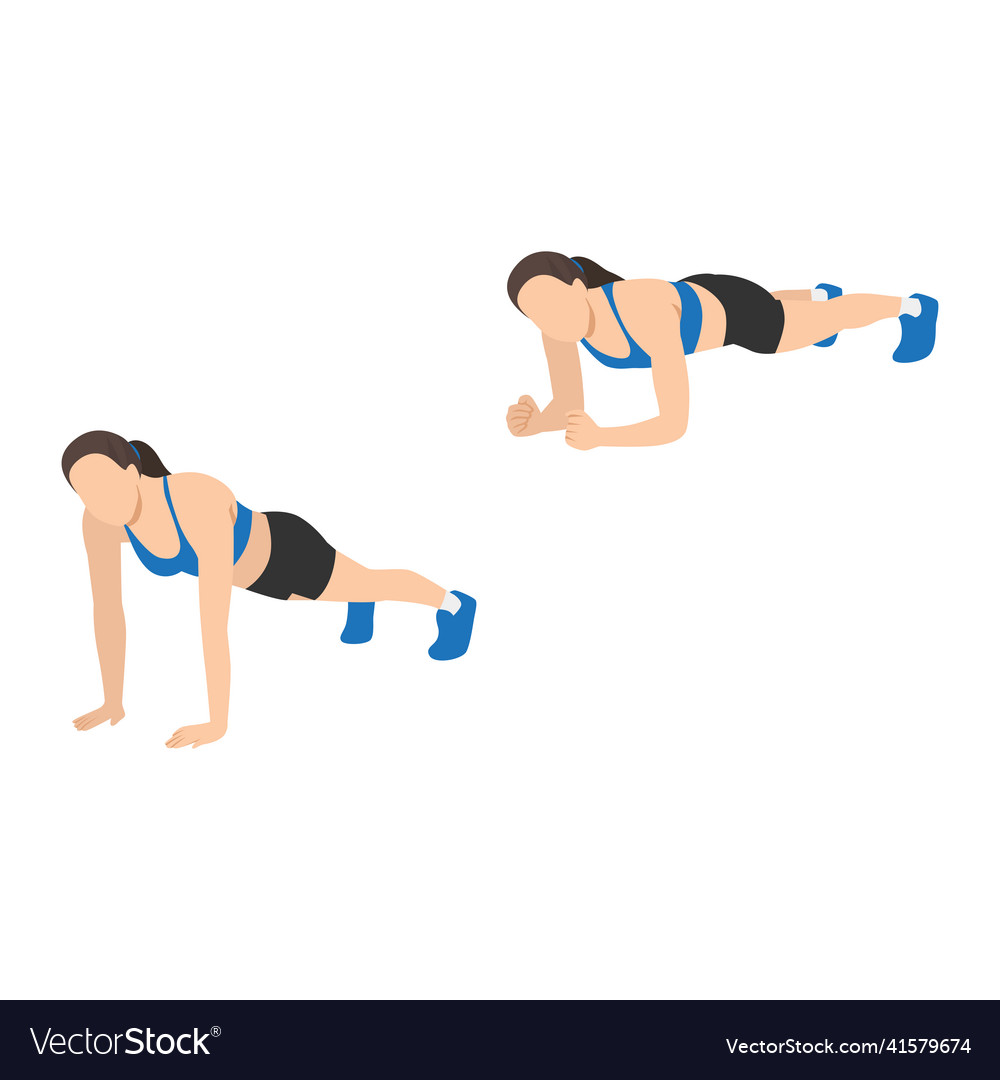 Woman Doing Up Down Plank Exercise Flat Royalty Free Vector 9118