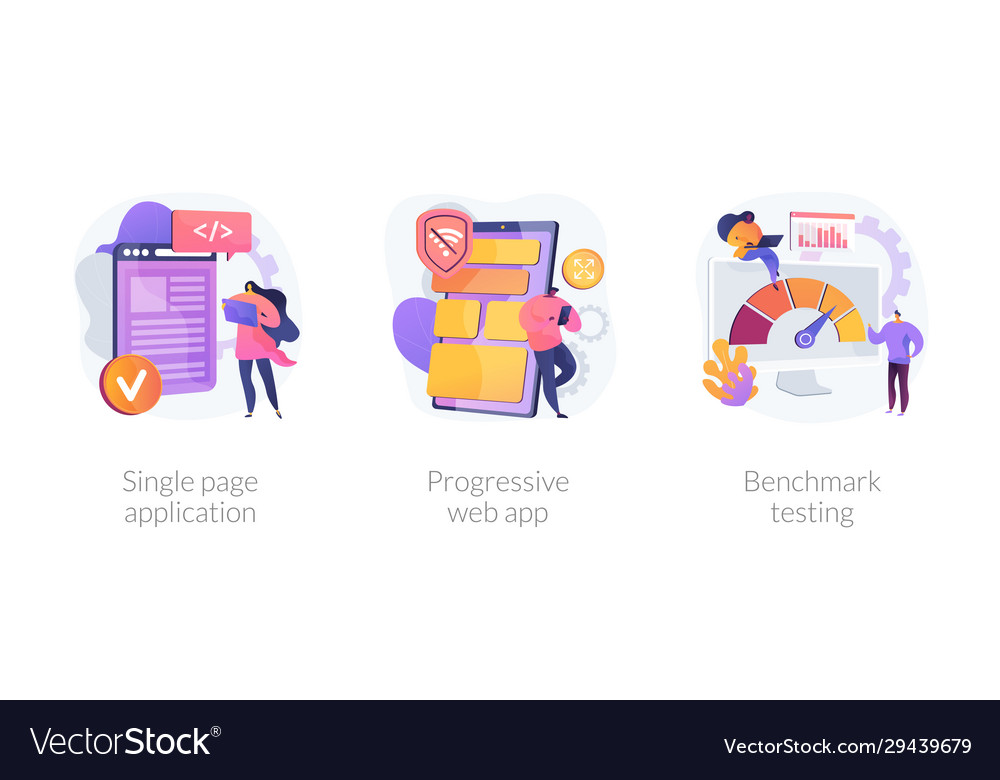 Application development concept metaphors vector image Application development concept metaphors