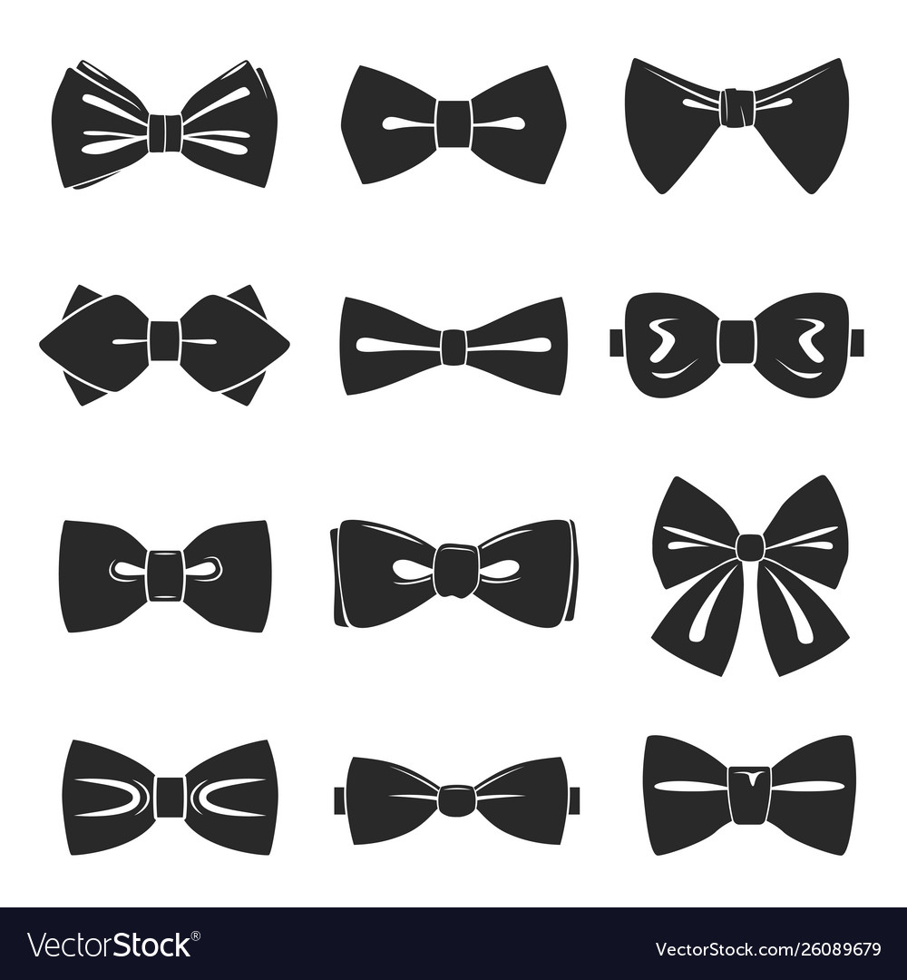 Bow tie icon set male fashion accessory Royalty Free Vector