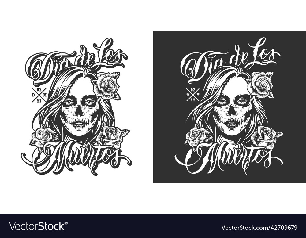 Dia de los muertos vintage print Royalty Free Vector Image