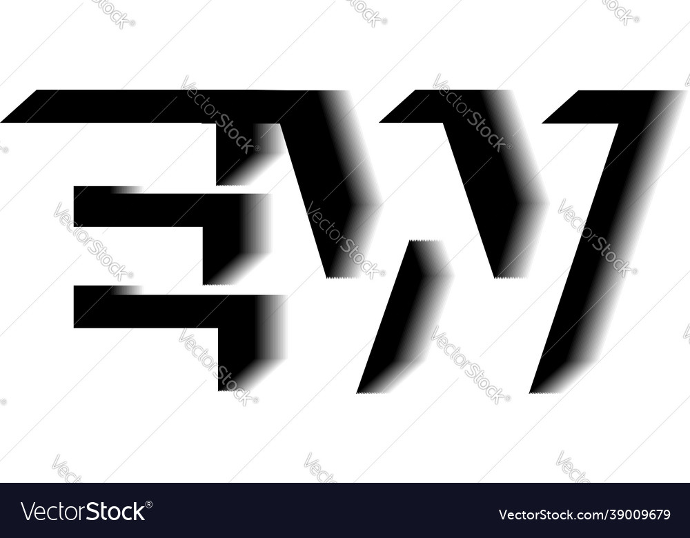 Ew monogram shadow shape style Vector Image Ew monogram shadow shape style