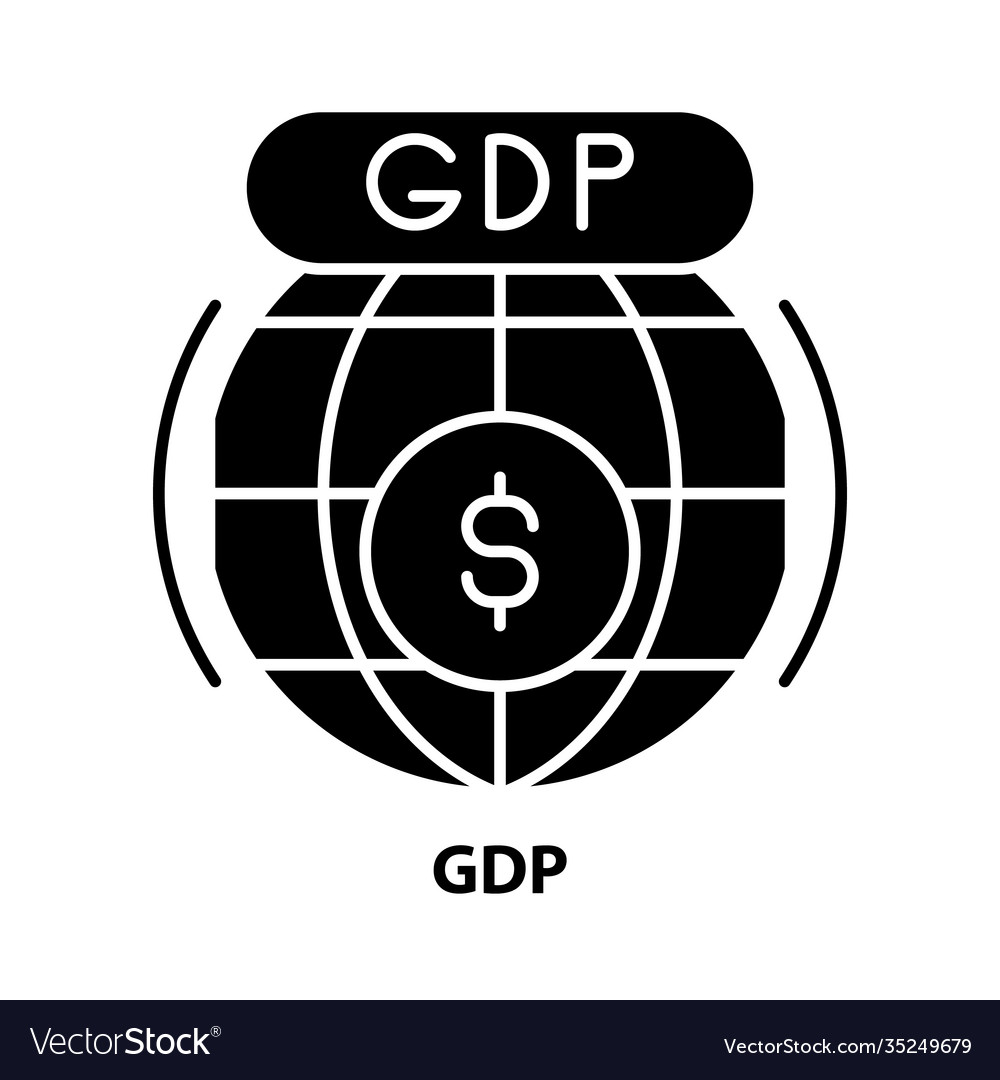 Gdp icon black sign with editable strokes Vector Image