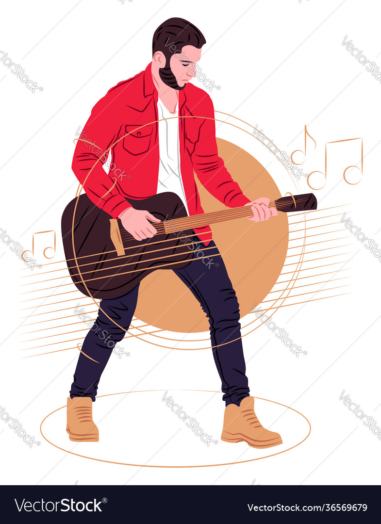 Guitarist in shadow sharp lines style