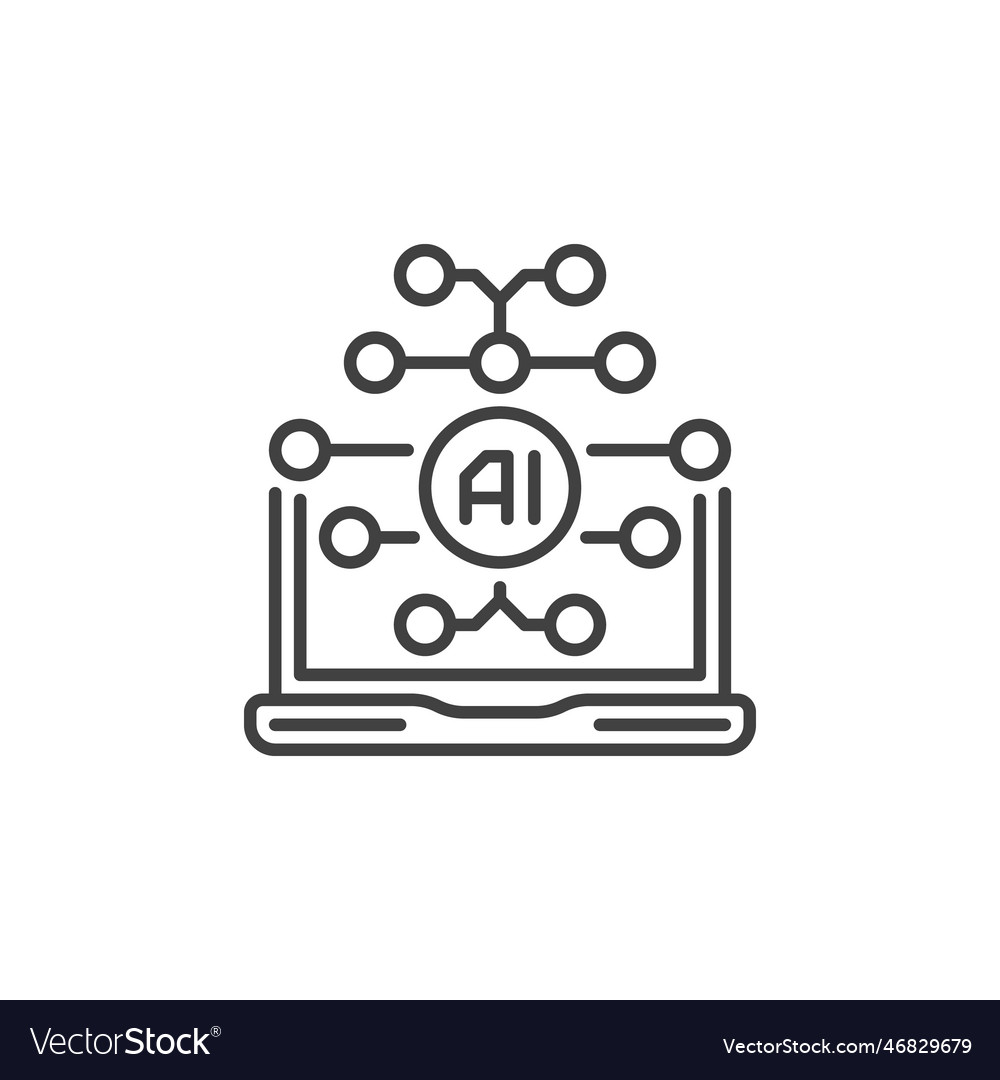 Laptop computer with ai brain artificial vector image Laptop computer with ai brain artificial