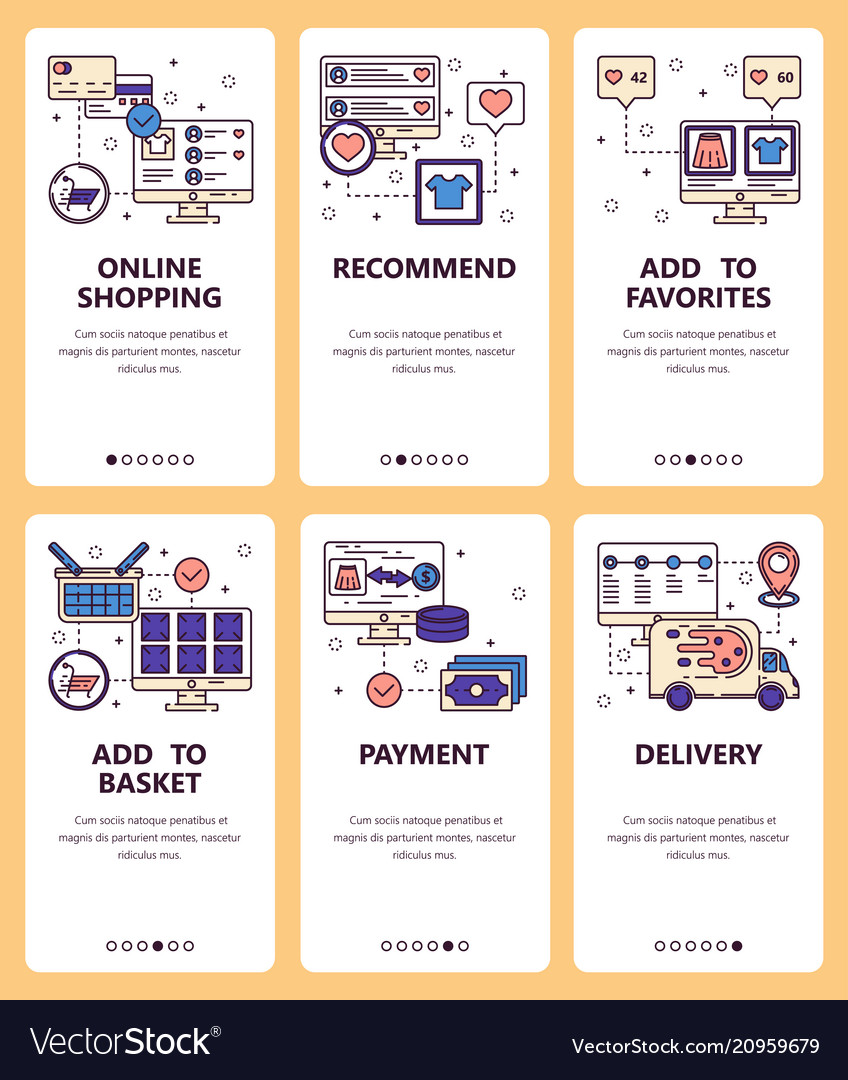 Line art web and mobile app template set vector image Line art web and mobile app template set