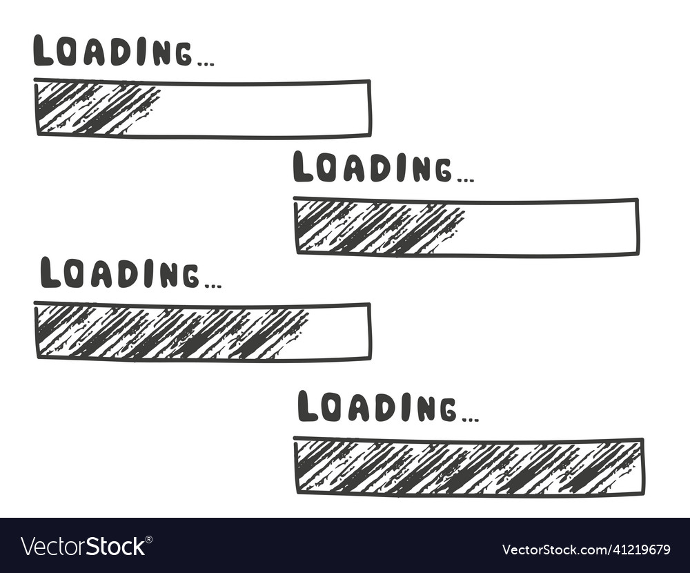 Loading bar set load progress hand drawn sketch