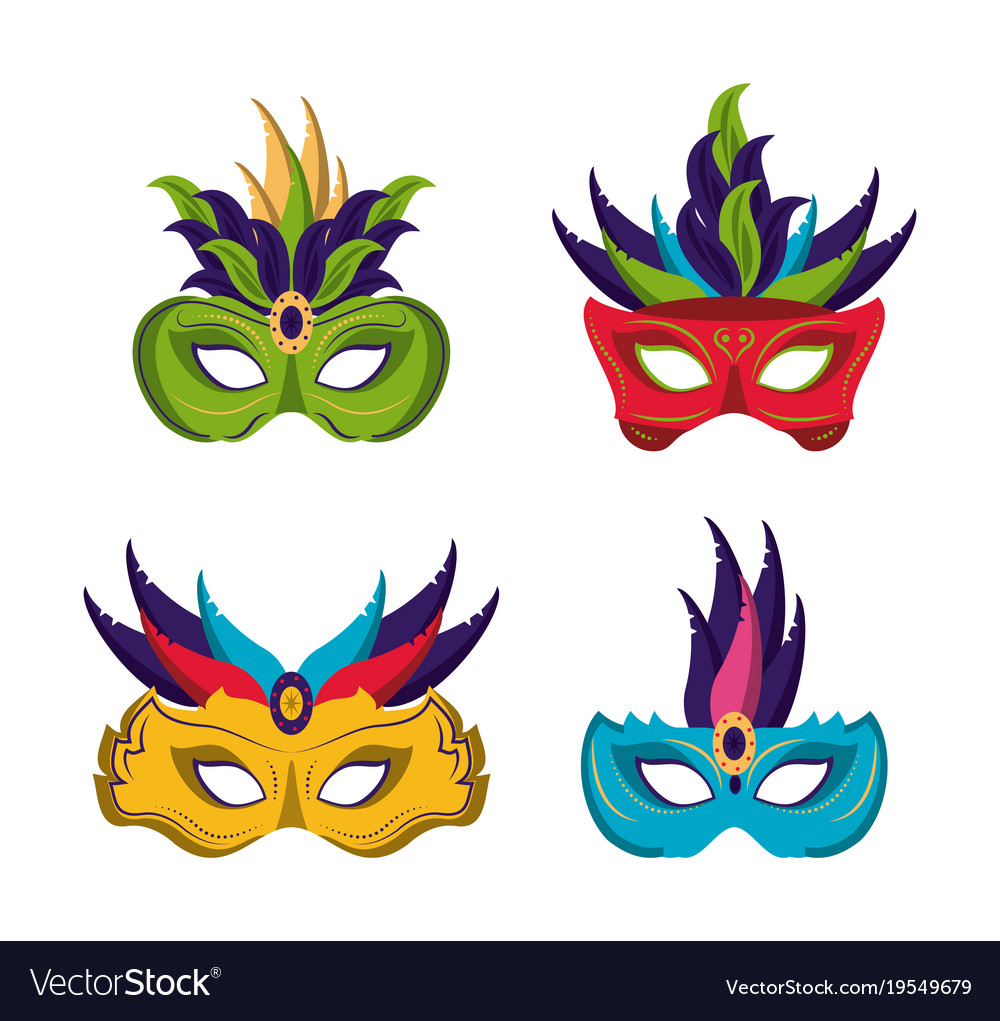 mardi gras masks icons royalty free vector image