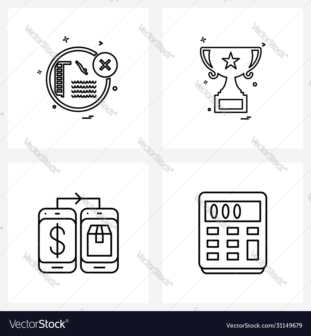 Modern style set 4 line pictograph grid based