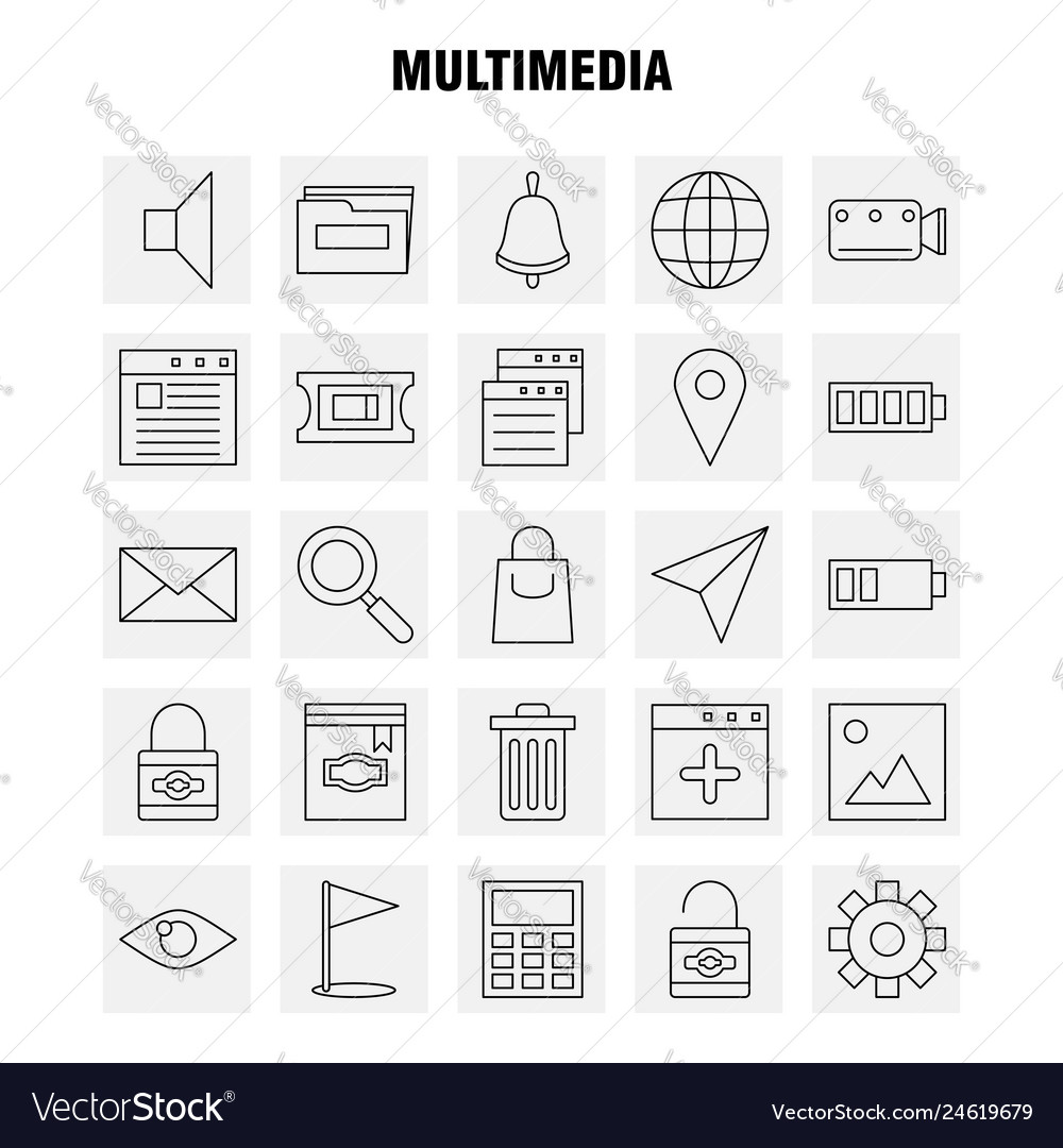 Multimedia line icon for web print and mobile vector image Multimedia line icon for web print and mobile