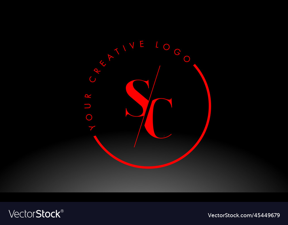 Red sc serif letter logo design with creative Vector Image