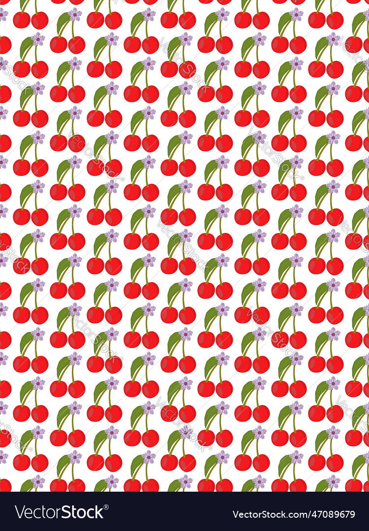 Seamless pattern with red berries cherry