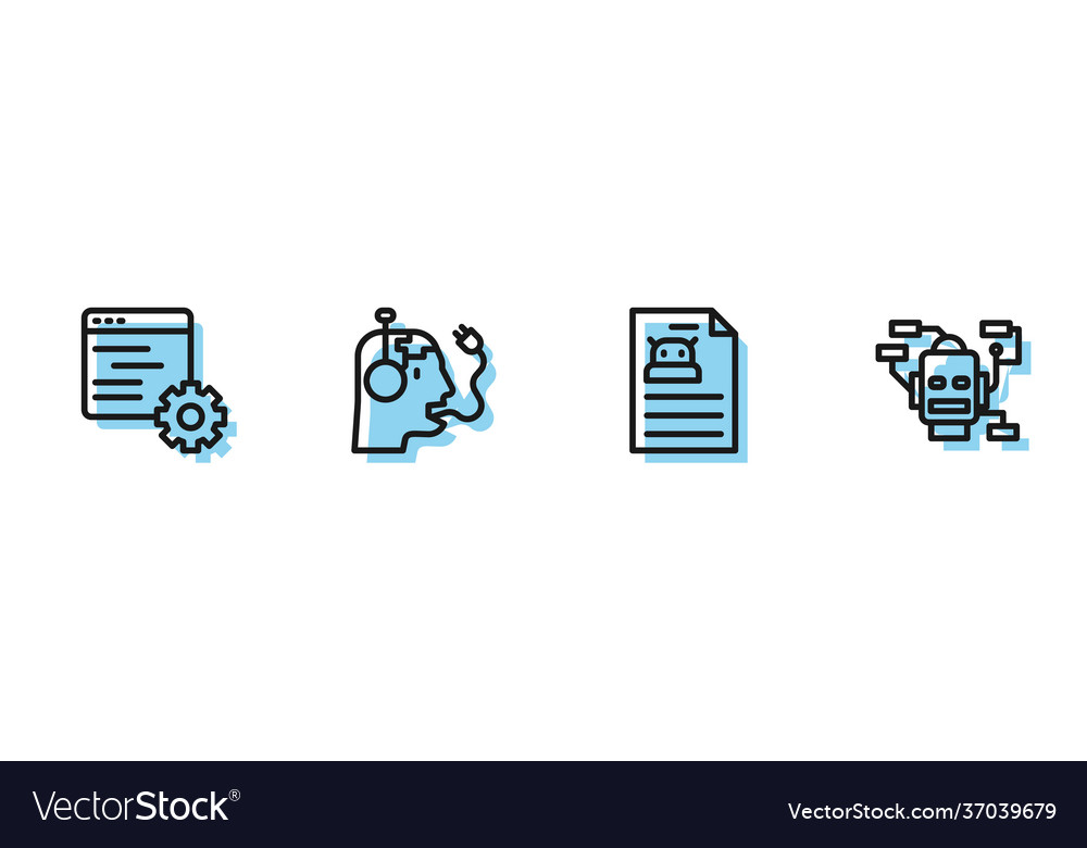 Set line technical specification computer api vector image Set line technical specification computer api