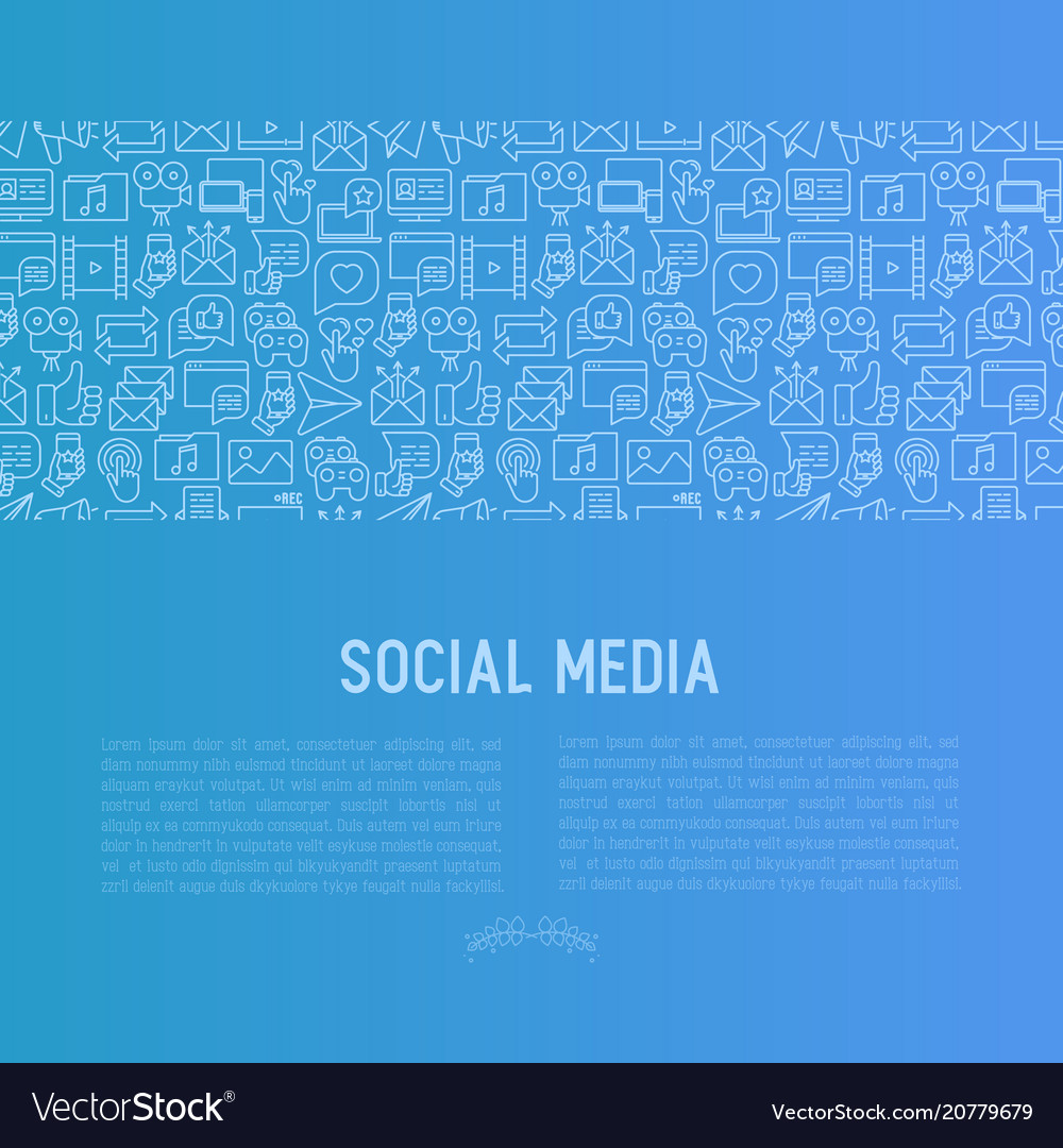 Social media concept with thin line icons