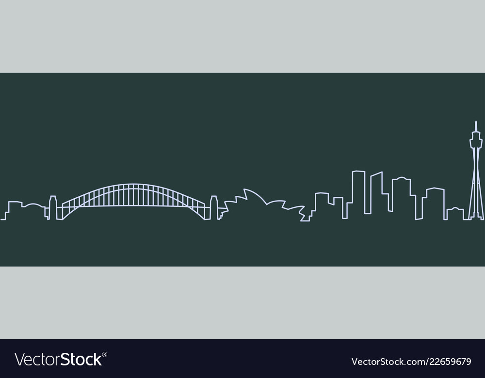 Sydney single line skyline Royalty Free Vector Image