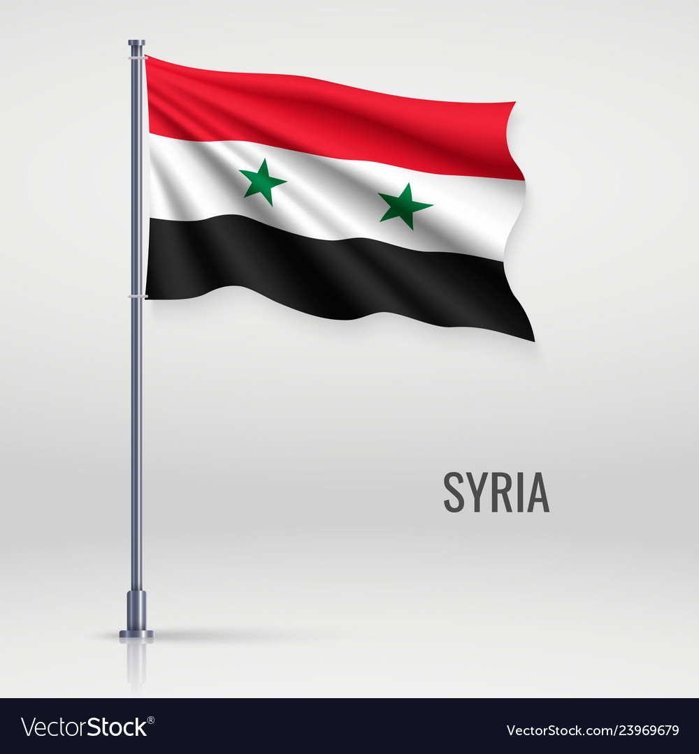 Syria Flag on Flagpole