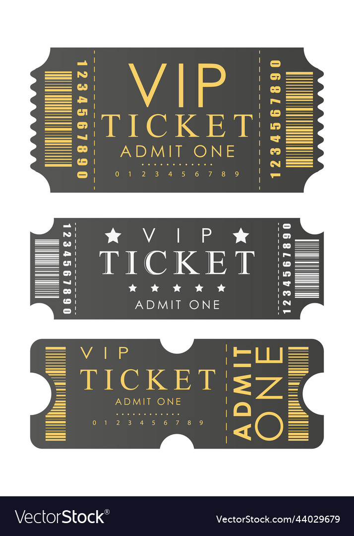 Ticket set pass card design isolated vector image Ticket set pass card design isolated