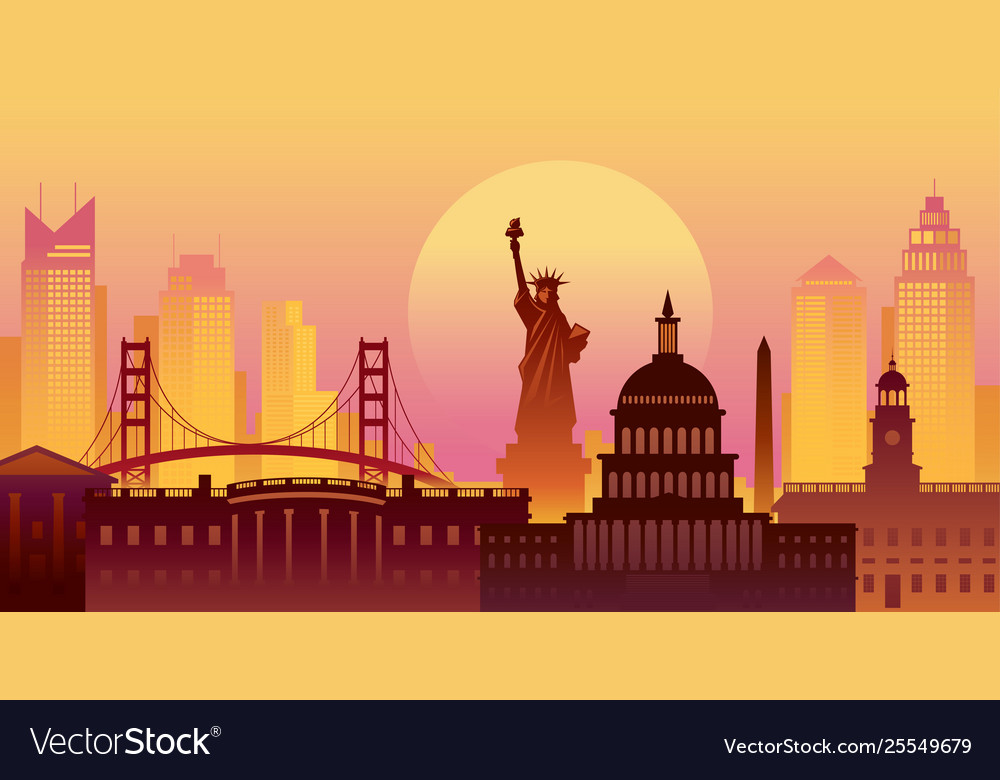 Los Santos City Skyline USA America Landscape Stock Vector