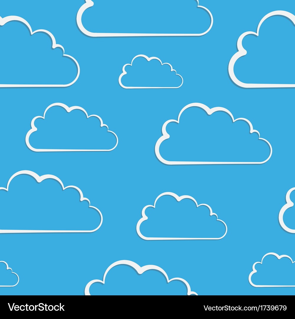 White clouds on blue seamless pattern Royalty Free Vector