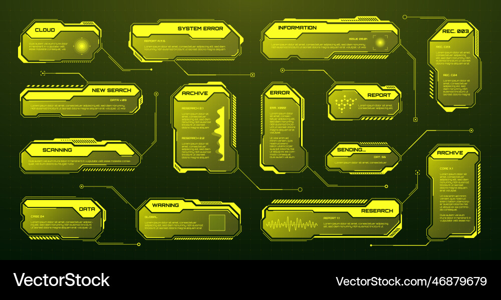 Yellow futuristic hud ui elements sci-fi user Vector Image