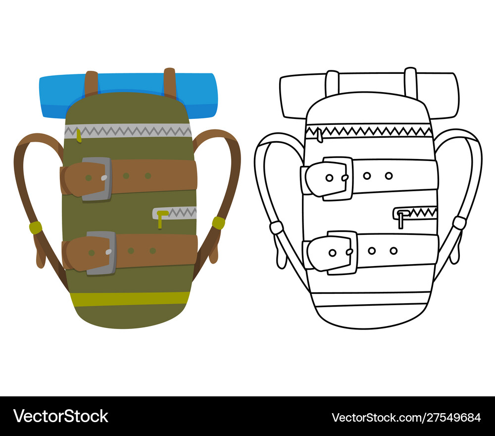 Colorful camping backpack in flat design Vector Image