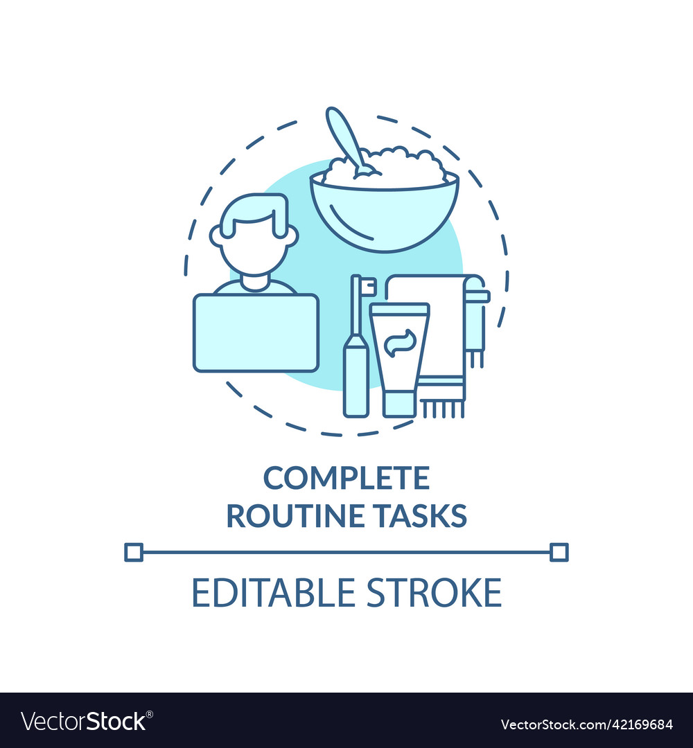 Complete routine tasks turquoise concept icon vector image Complete routine tasks turquoise concept icon