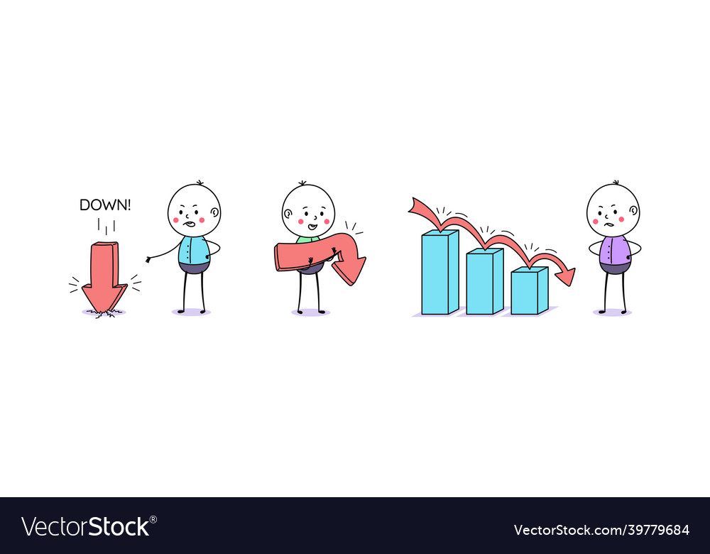 Downfall chart and downward arrow movement