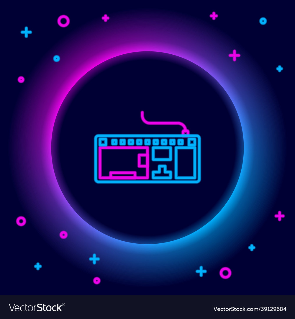 Glowing neon line computer keyboard icon isolated vector image Glowing neon line computer keyboard icon isolated