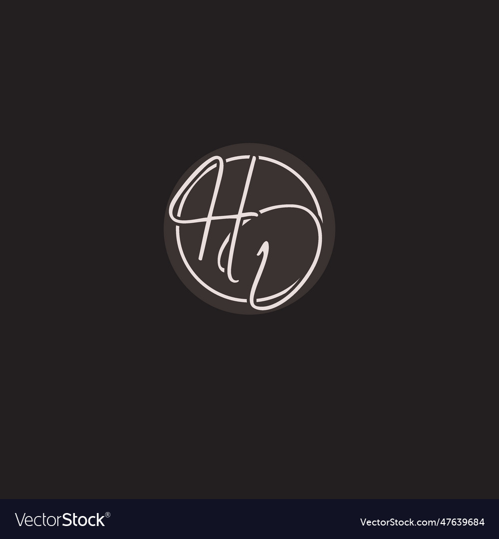 Initials hd logo monogram with simple circle line Vector Image