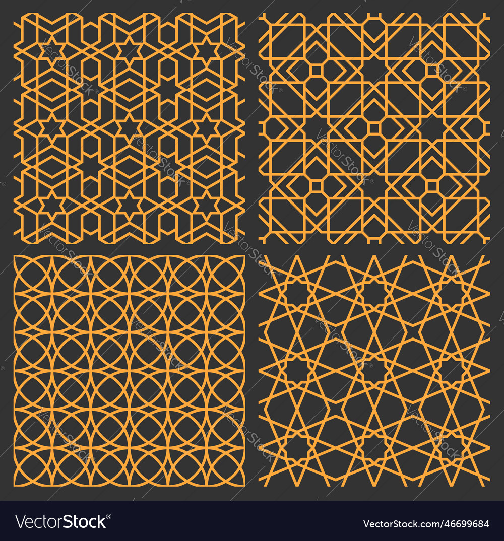 Mashrabiya arabesque arabic seamless patterns set Vector Image