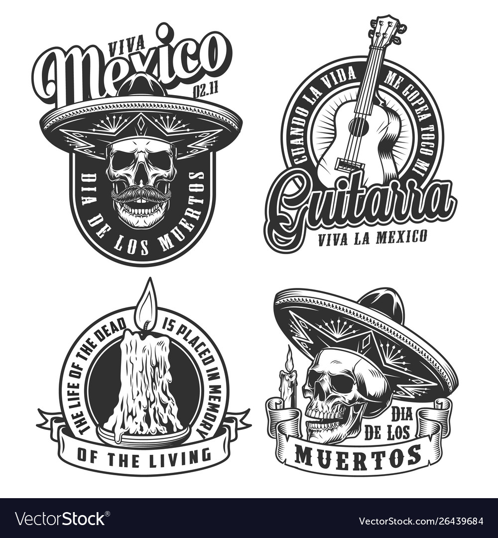 Mexican day dead vintage prints Royalty Free Vector Image