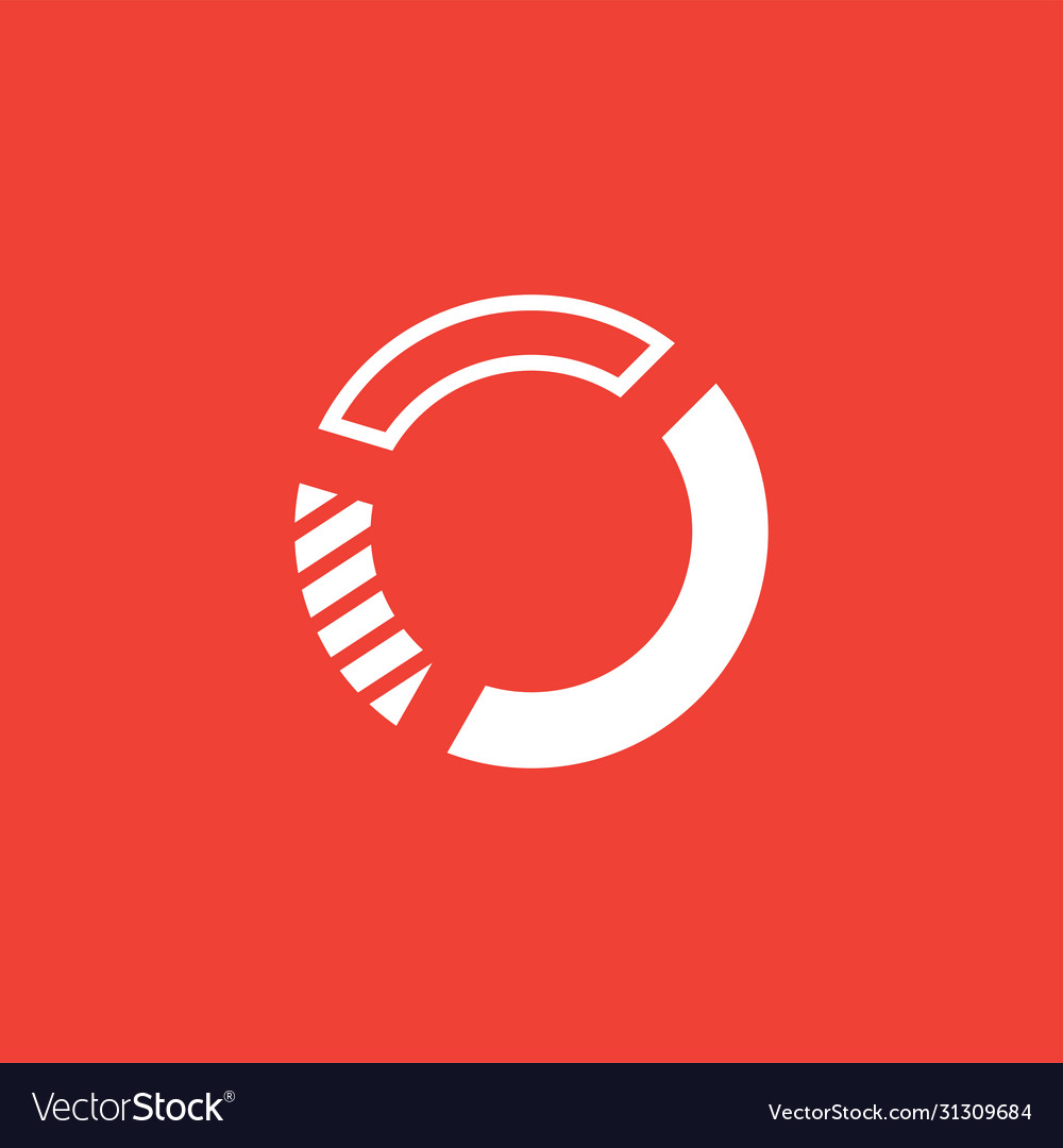 Pie chart icon on red background flat style vector image Pie chart icon on red background flat style
