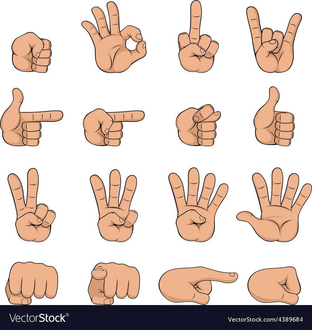 Set cartoon hands Royalty Free Vector Image - VectorStock