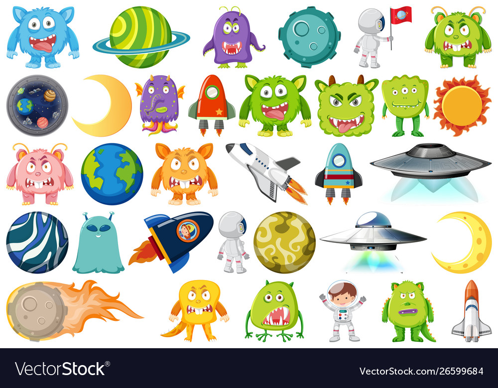 Set isolated objects theme - space vector image Set isolated objects theme - space