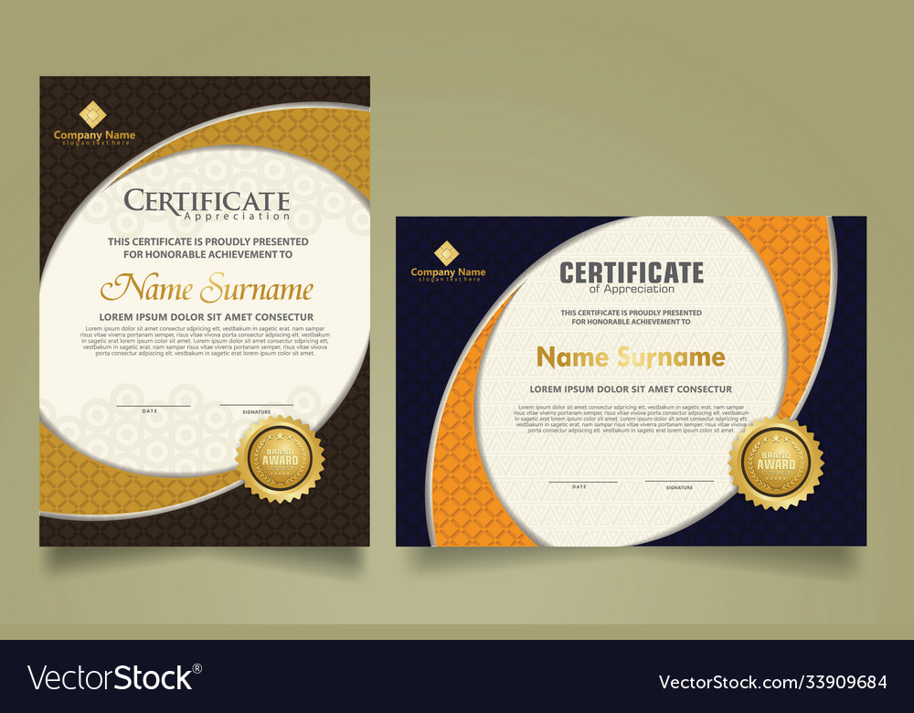 Set modern certificate template with realistic Vector Image Set modern certificate template with realistic