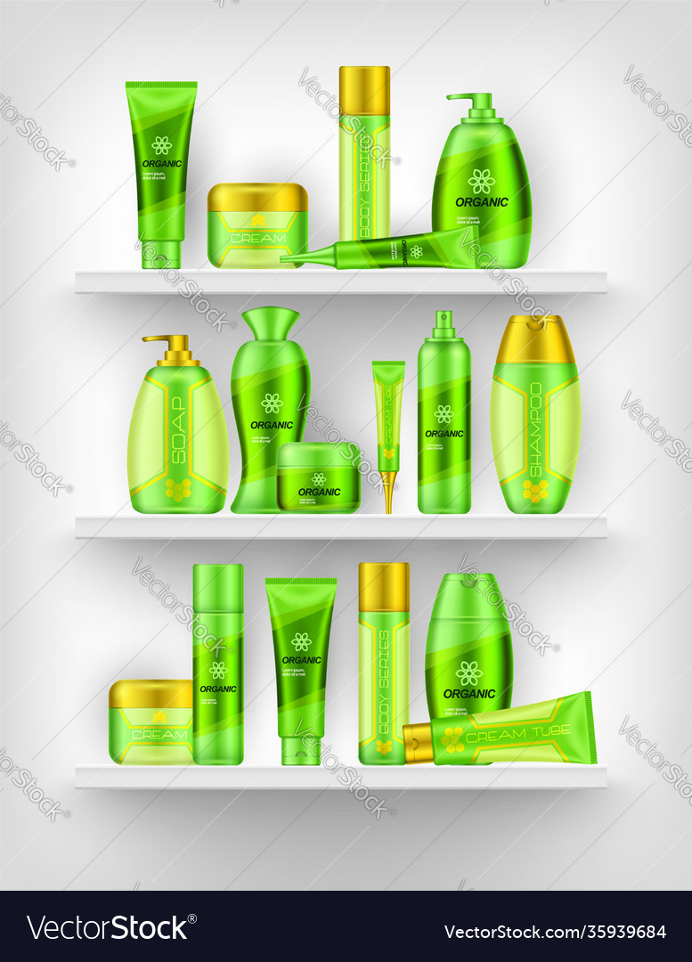 Shelves with cosmetics 3d design