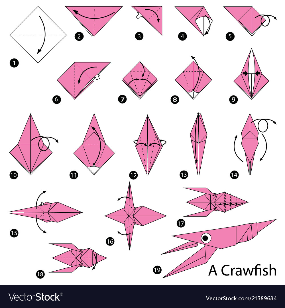 Origami tutorial for kids cute fish Royalty Free Vector